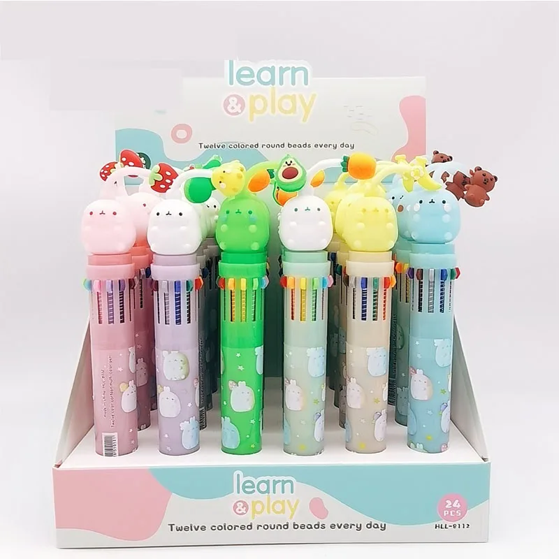 

Шариковая ручка с кроликом, 24 шт./лот, Мультяшные животные, пресс, шариковые ручки, канцелярские принадлежности, Подарочный материал, офисны...