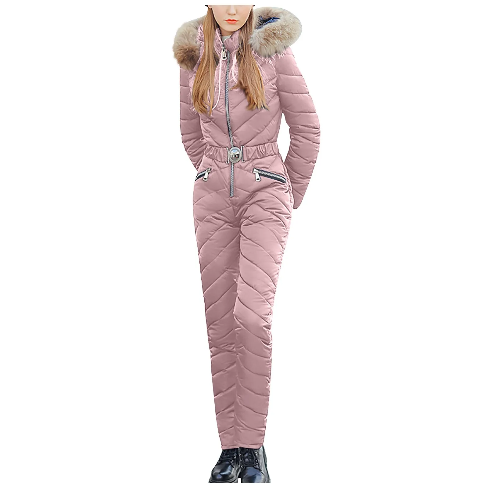 Женский зимний слитный лыжный костюм Корейская облегающая Плотная хлопковая