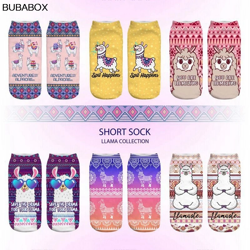 

Женские носки-невидимки с 3D-принтом альпака