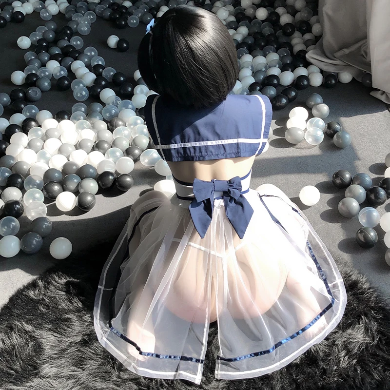 Сексуальное женское белье Прозрачное нижнее наряд с матросским воротником для