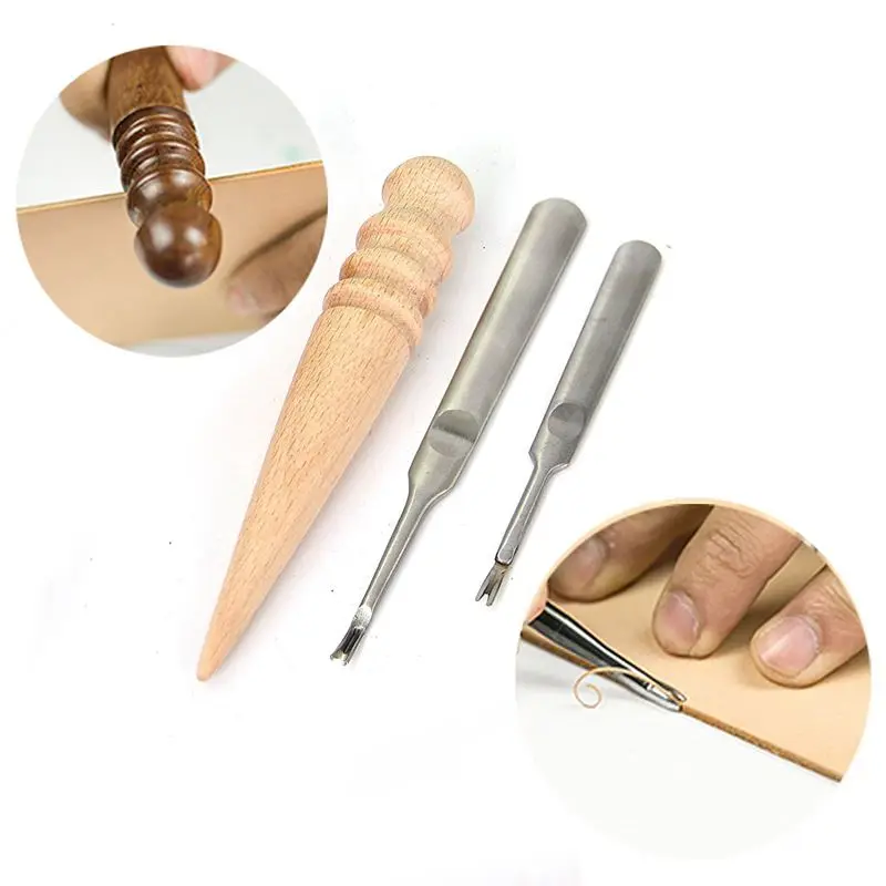 

Leather Craft Punch Tools Kit 18pcs Stitching Carving Working Sewing Saddle Groover Leather Craft DIY Tool