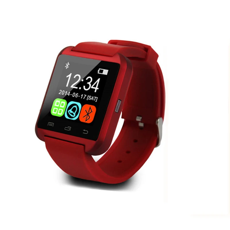 Bluetooth Смарт часы U8 для мужчин и женщин спортивная Электроника Smartwatch с камерой Whatsapp для Android Поддержка SIM TF карты водонепроницаемый - Цвет: Красный