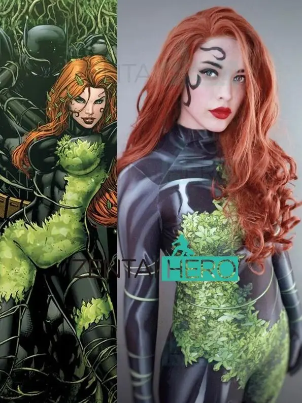 Костюм супергероя из ядовитого плюща для женщин и девушек костюм с 3D принтом 52