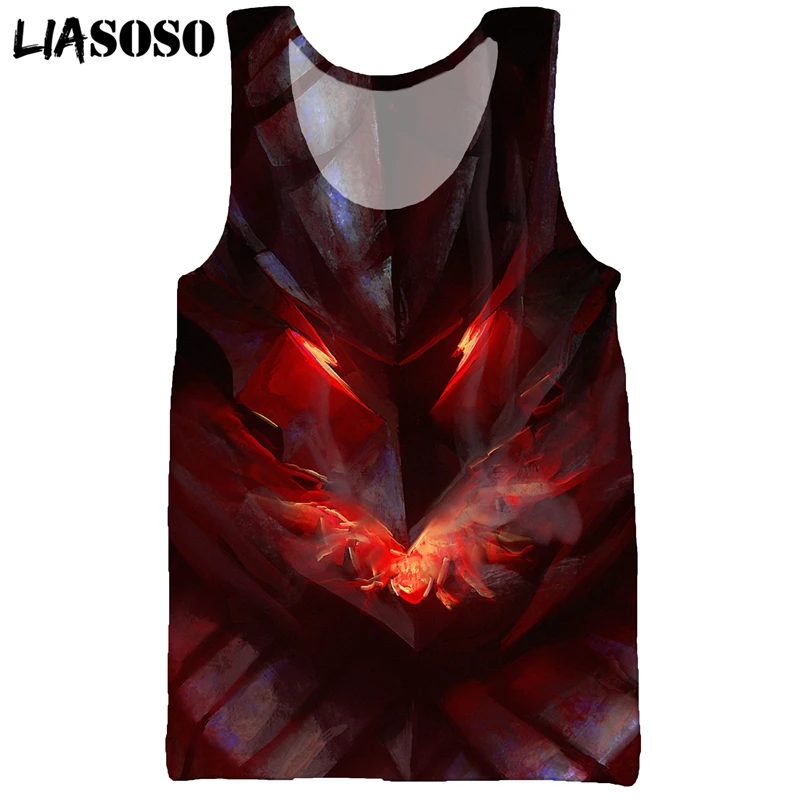 

LIASOSO 3D Print Men's Japan Anime Berserk Summer Beach Harajuku Fashion Vest Sleeveless Streetwear Casual Hip Hop Tank Tops