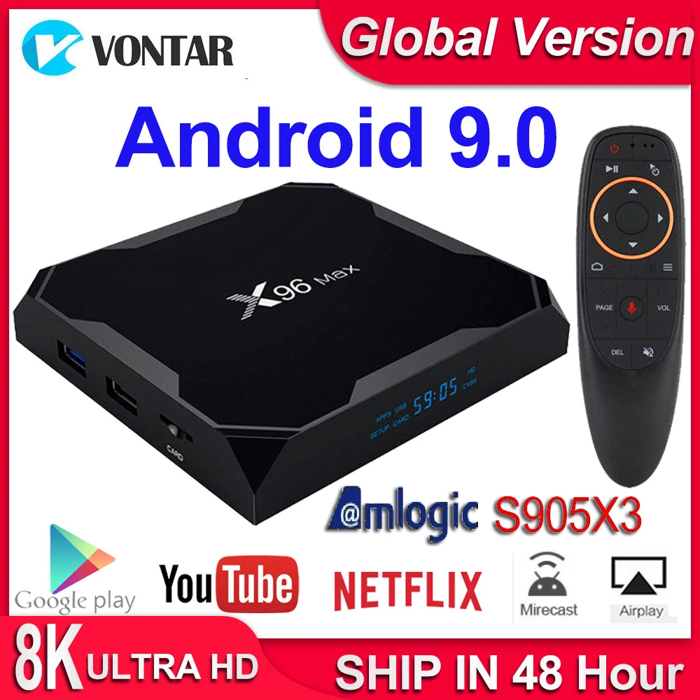 Android 9,0 ТВ приставка Смарт ТВ приставка X96 MAX X3 4 Гб ОЗУ 32 ГБ/64 Гб Amlogic S905X3 8K Android приставка 2,4G/5G Wifi 4K медиаплеер X96MAX