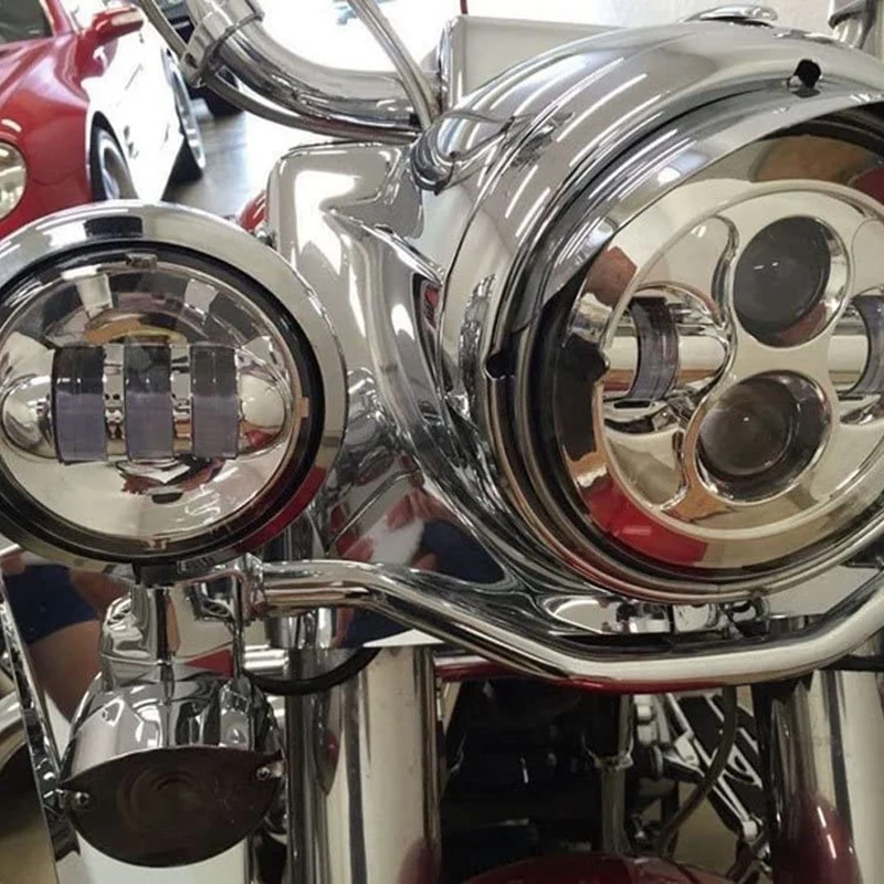 

Motorcycle 4-1/2 Fog Lights 4.5 Inch Led Passing Lamp Mount Ring Bucket