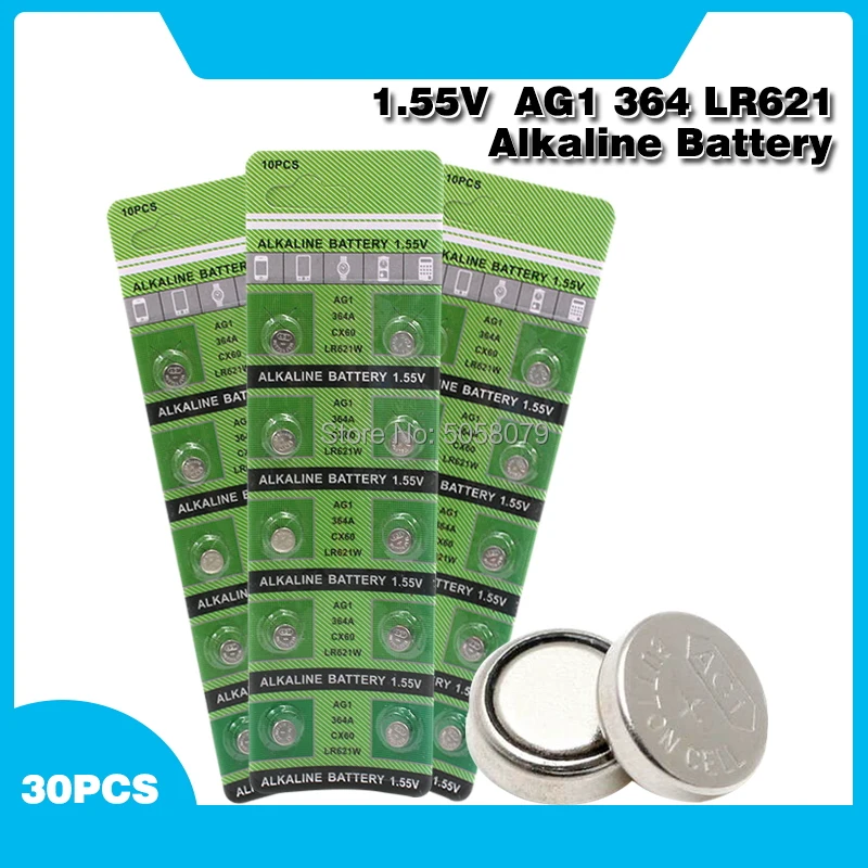 30 шт. щелочные батарейки AG1 LR621 1 55 364 SR621 SR621SW SR60 SP364 TR621 AG | Электроника