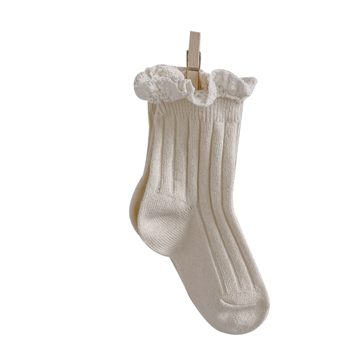 

2020 New Baby Kids Socks Solid Color Ribbed Cotton Socks Cute Lace Spring Autumn Thin Socks for Girls 1-8Y