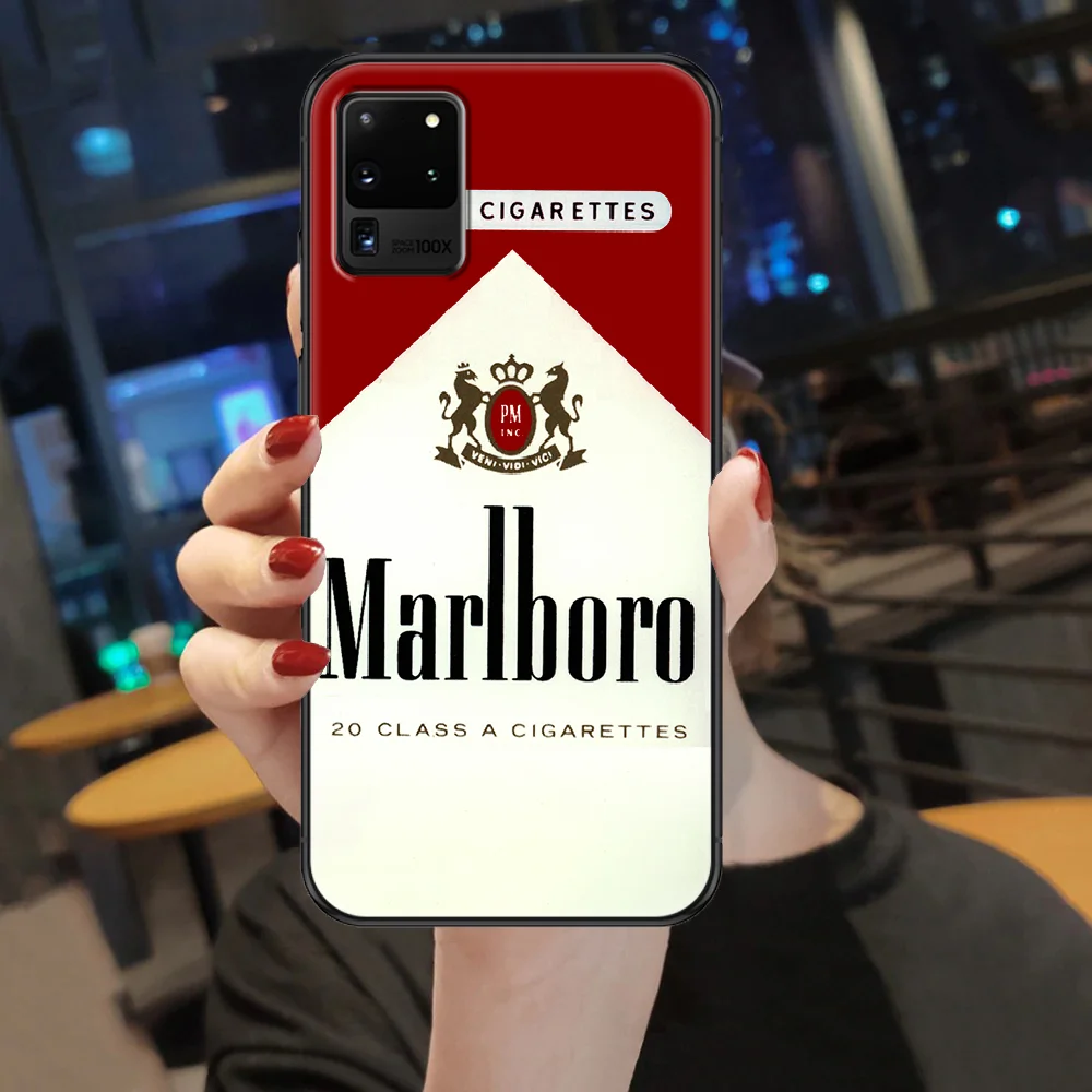 

Cigarette Box Retro Phone case For Samsung Galaxy Note 4 8 9 10 20 S8 S9 S10 S10E S20 Plus UITRA Ultra black fashion Etui luxury