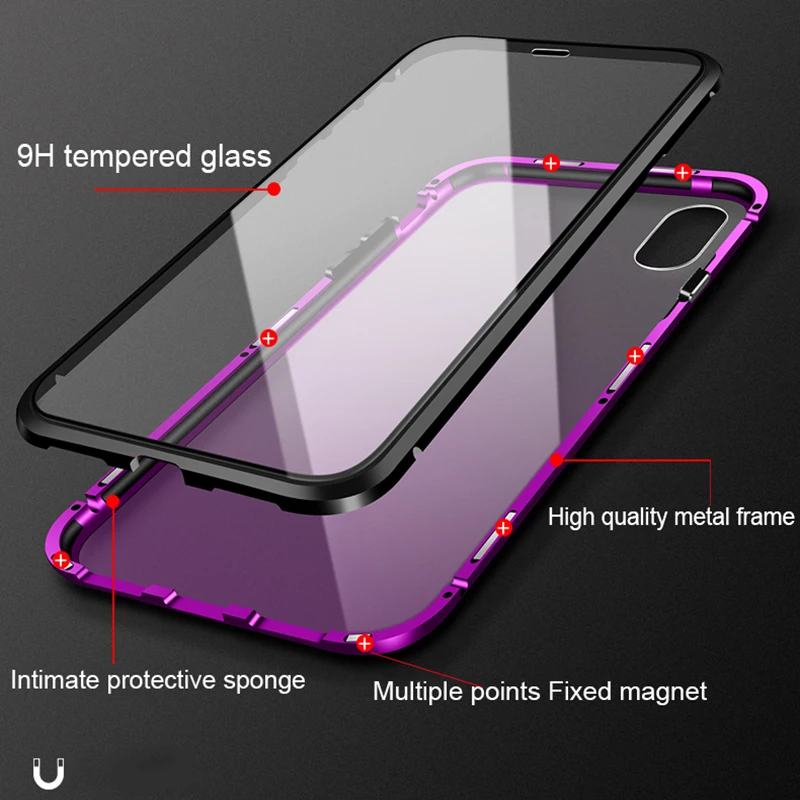 Двусторонний стеклянный Магнитный чехол для iPhone 11 Pro Max XS MAX XR XS 8 Plus 7 Plus X 10 9 Plus Магнитный откидной Чехол