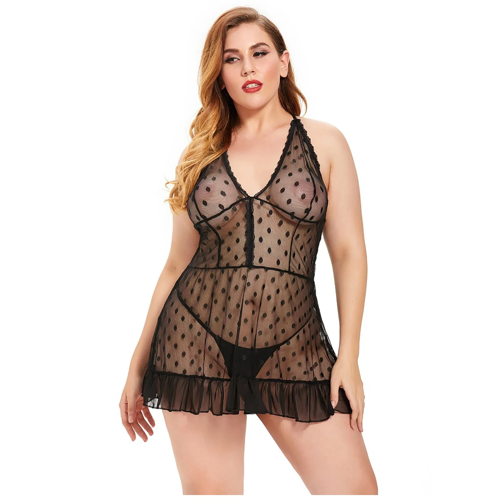 Сексуальная Забавный плюс женское белье большого размера с кружевом одежда для