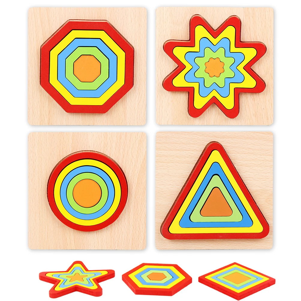 

4 шт деревянные геометрические формы головоломки игрушка детский Интеллектуальный развитие развивающая игрушка подарок на день рождения