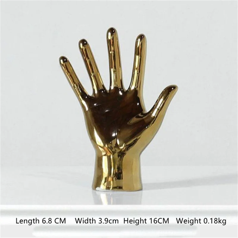 

Porcelain Gold Ornaments Figurines Modern Home Decoration Gesture Statue Desktop Gifts