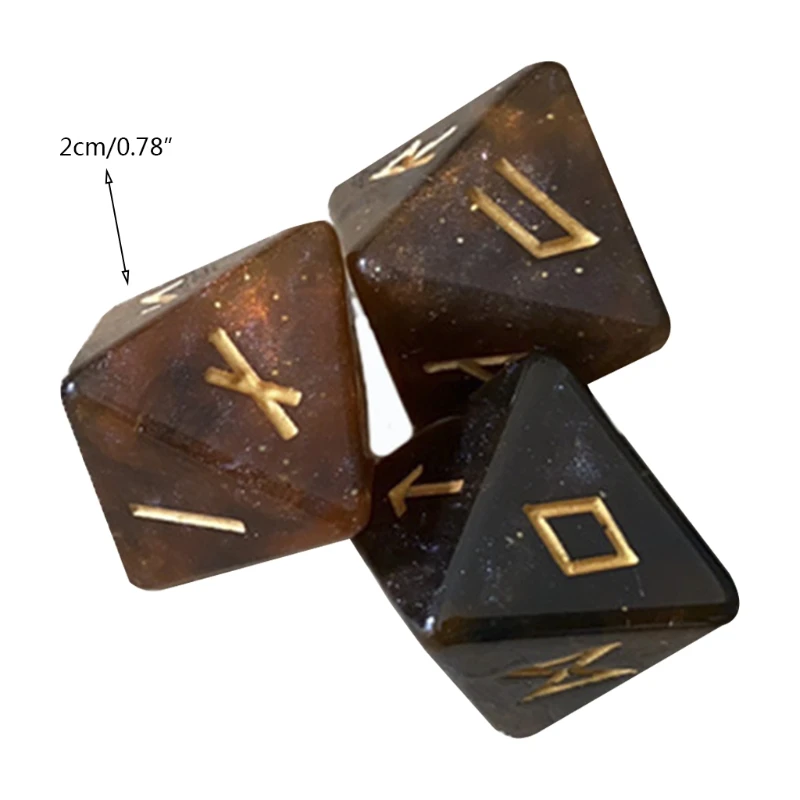

3 Pcs 8-Sided Rune Dice Resin Assorted Polyhedral Dices Set Divination Table Board Roll Party Cards Playing Game Toys
