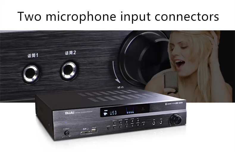 Усилитель мощности AV 5.1CH Dolby AC-3 Bluetooth HDMI декодирование DTS волоконный коаксиальный USB/SD усилитель домашнего кинотеатра 60F