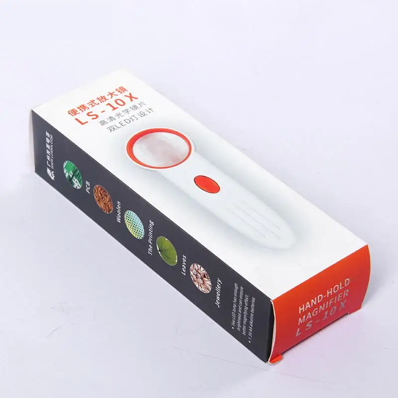 Portable 10X Magnifier Magnifying Glass illuminated LEDs Handheld Light Magnified Tool For Reading | Инструменты