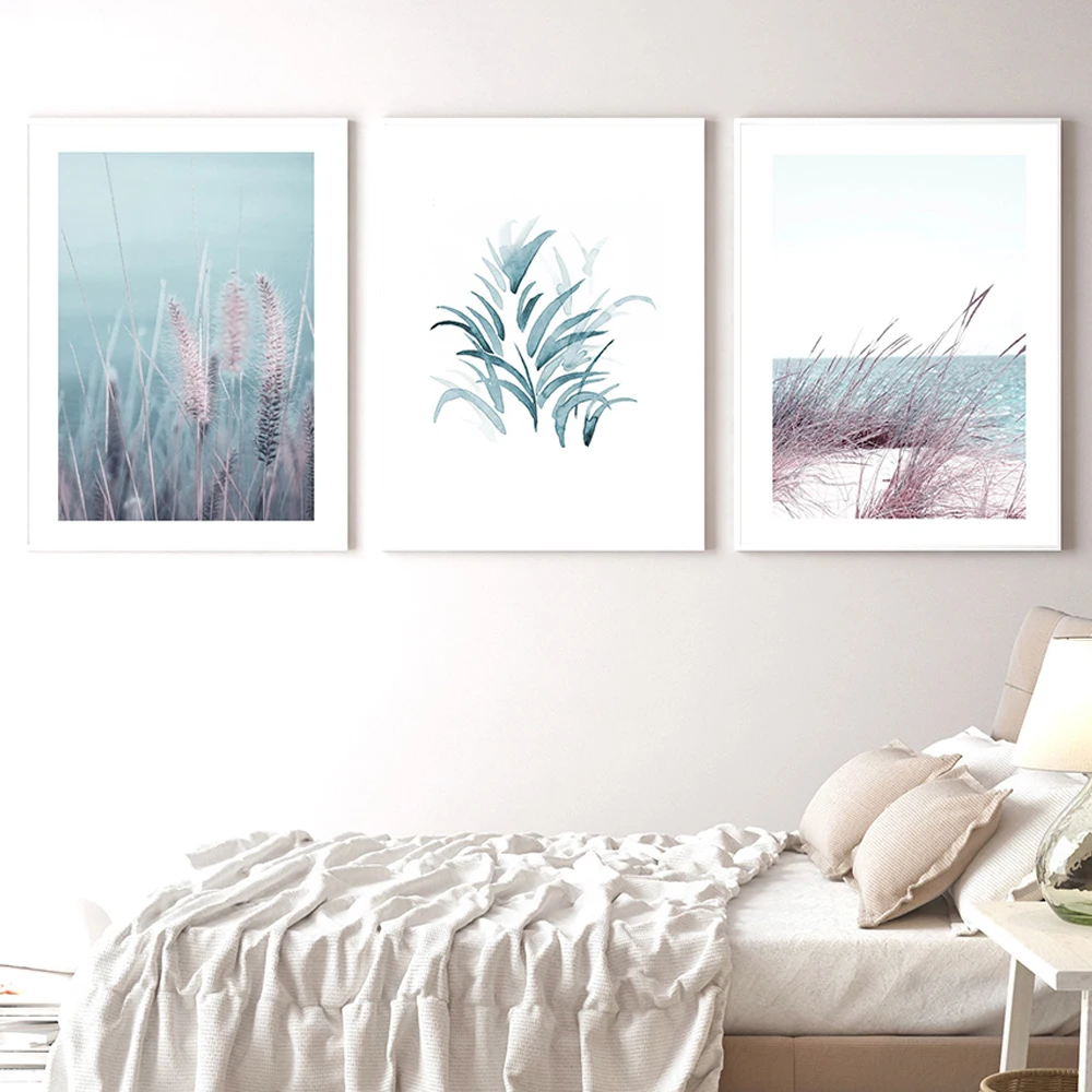 

Bulrush Plant Poster Botanical Canvas Painting Photography Art Print Abstract Norbic Wall Pictures for Living Room Home Decor