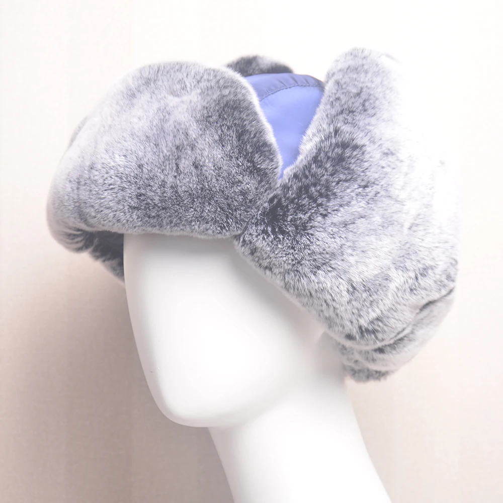 

Hot Sale 2021 New Style Real Rex Rabbit Fur Bomber Hats Outdoor Winter Men Warm Russian Ushanka Hat With Ear Flap Rabbit Fur Cap