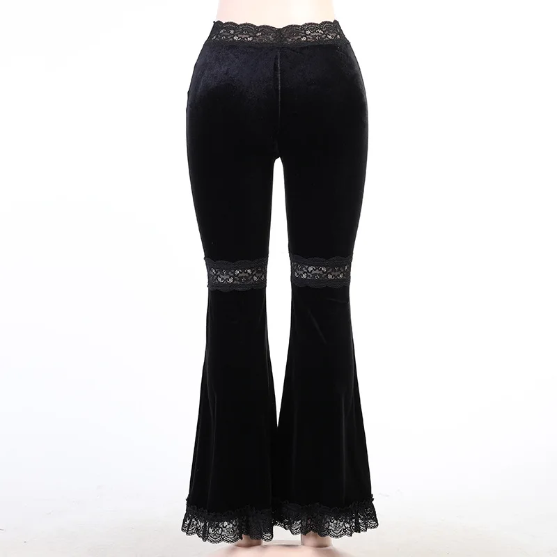 

College Girl Dancing Harem Pants Hip Hop Bell Bottoms Paneled Lace Wide-Leg Trousers