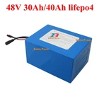 Lifepo4 48v 30ah 40ah lifepo4 аккумуляторная батарея с BMS для 2200w 48v электрический велосипед 1500 Вт двигатель трицикла + 5A Зарядное устройство