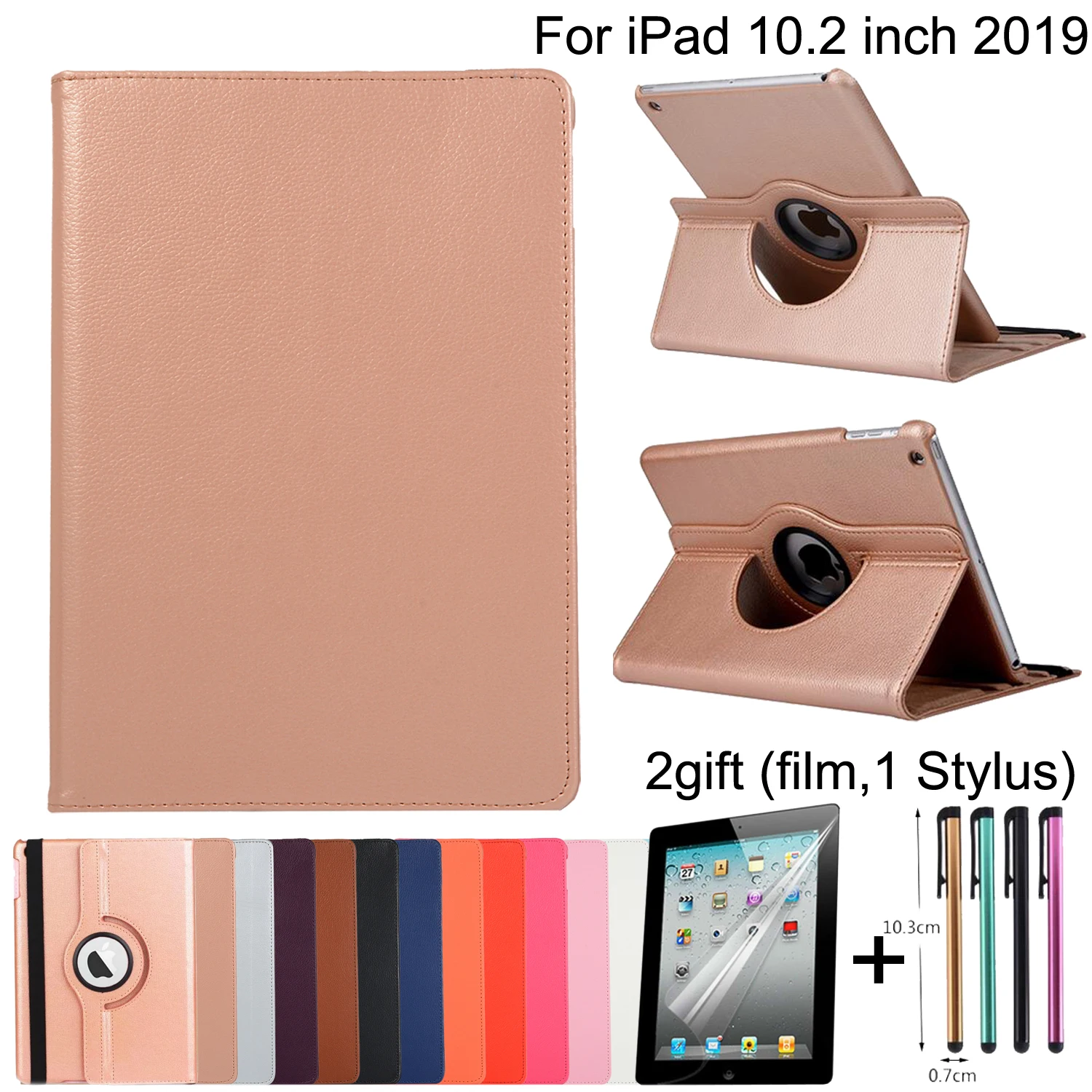 Чехол для нового iPad 7th Gen 10 2 &quot2019 вращающийся на 360 градусов PU кожаный чехол с