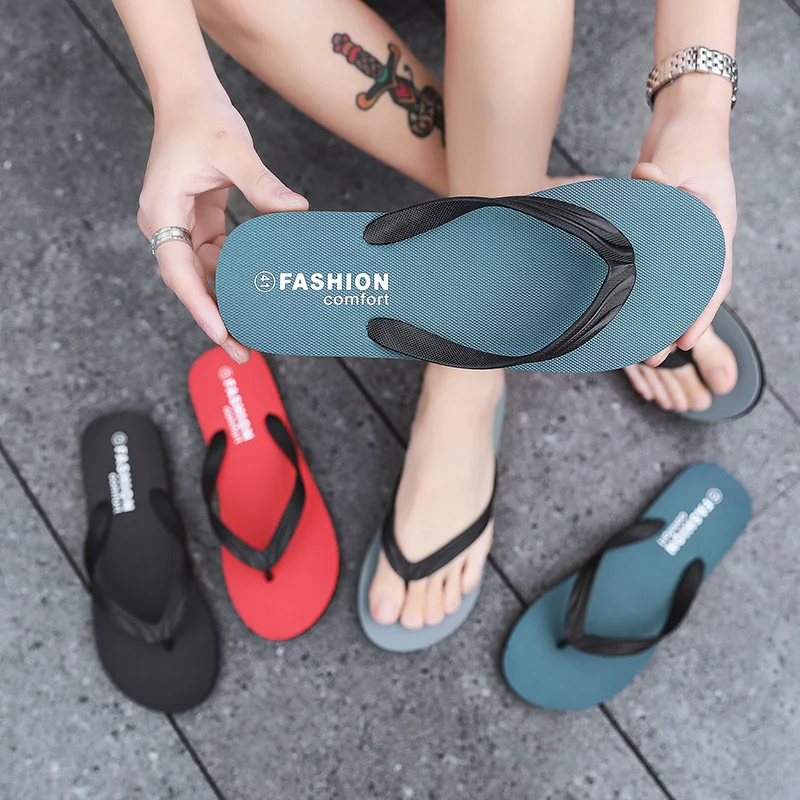 

2021 New Arrival Summer Men Flip Flops High Quality Beach Sandals Anti-slip Zapatos Hombre Casual Soft Bottom Beach Shoes Cheap