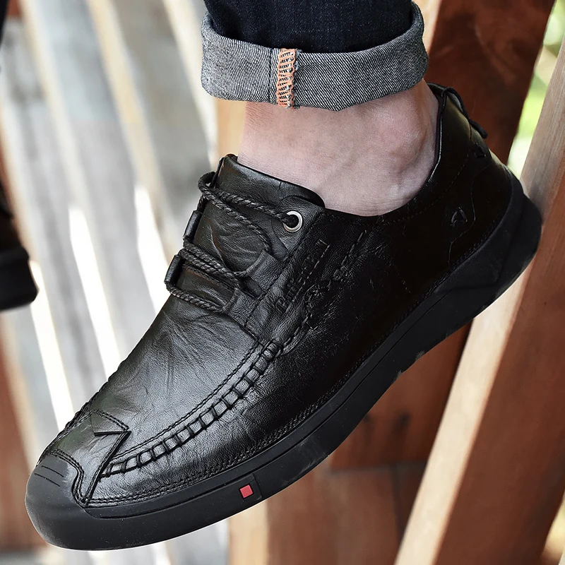 

Genuine Leather Men Shoes lace up Autumn New Style oxfords Trend Versatile Casual Shoes England Outdoor shoes men Zapatos Hombre