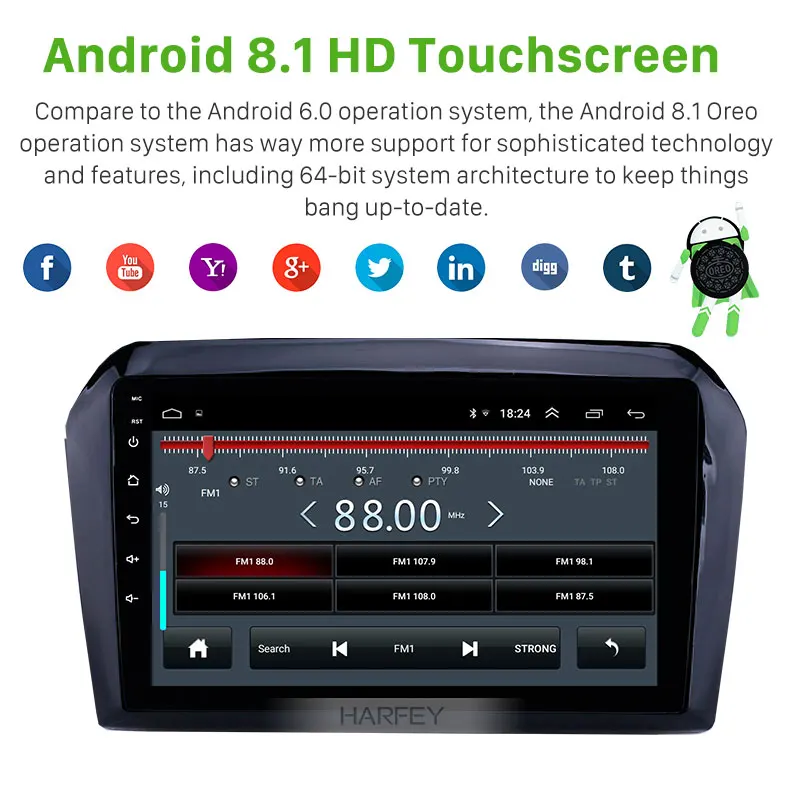 Harfey 9 дюймов для 2013 2014-2017 VW Volkswagen Jetta Android 8 1 головное устройство Автомобильное GPS