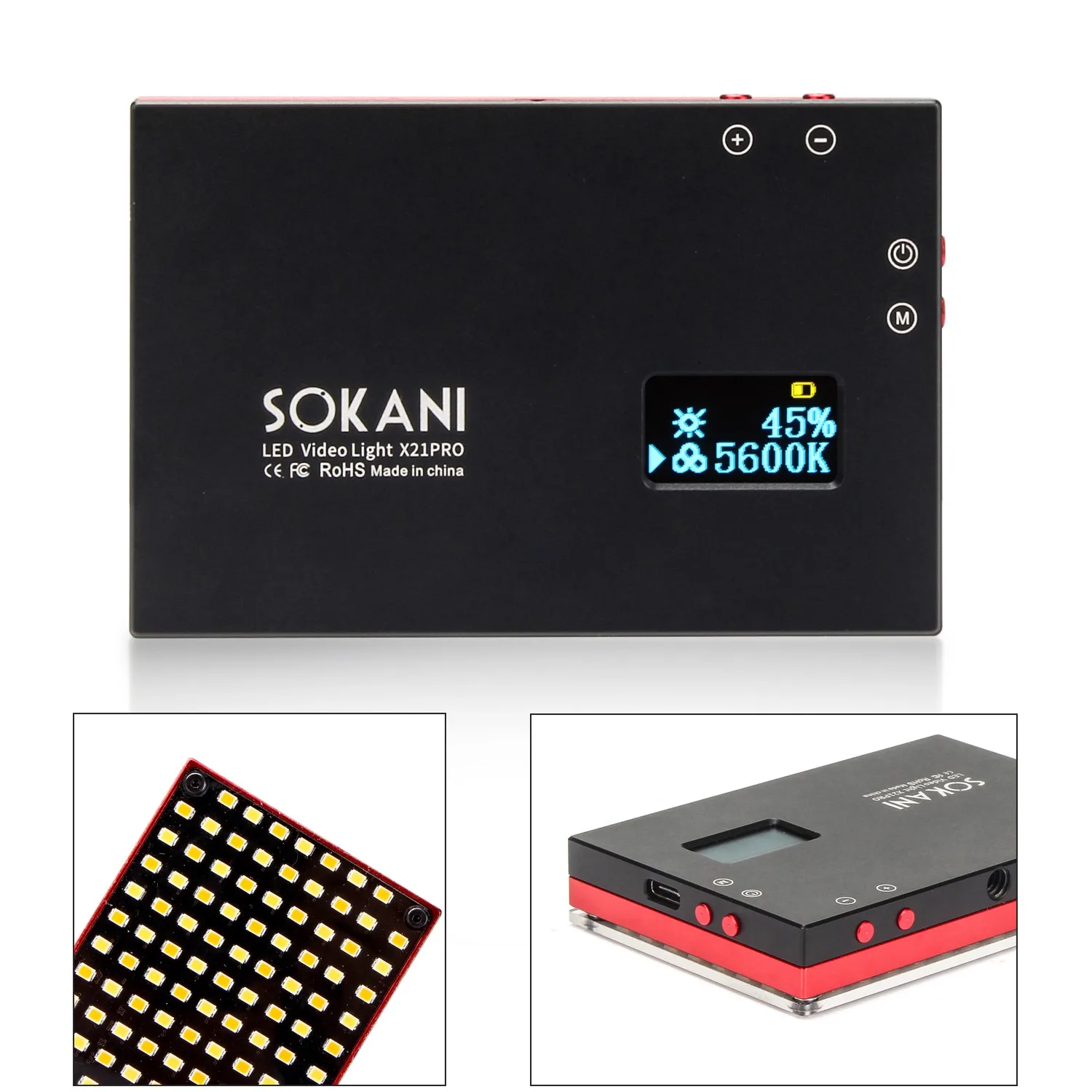 SOKANI X21 Pro светодиодный видео свет 3200-6500K 122 светодиодный лампы O светодиодный Экран встроенный 3000 мА/ч, Батарея для DSLR Камера iPhone Селфи