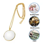 Металлическая лупа для ювелирных изделий, увеличительное стекло с цепочкой, 5X, оптическая подвеска с линзой, портативная Подвеска для чтения и ремонта часов, подарок