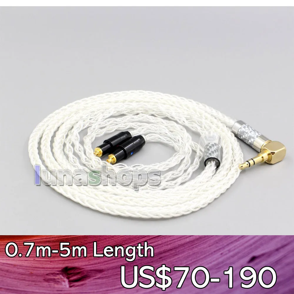 

LN006776 4.4mm XLR 2.5mm 3.5mm 99% Pure Silver 8 Core Earphone Cable For Shure SRH1540 SRH1840 SRH1440