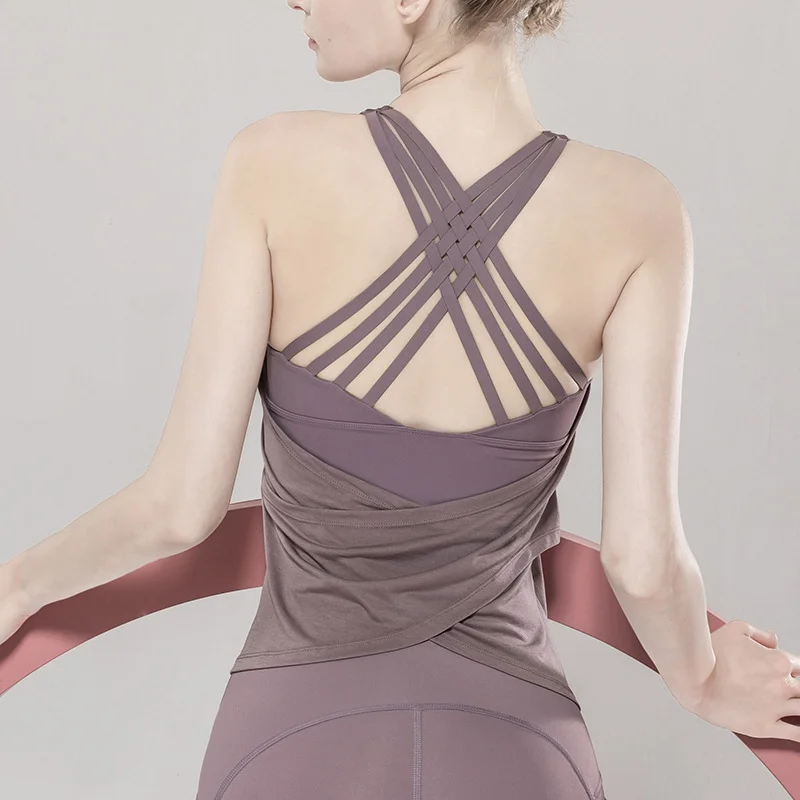 

New Style Yoga Wear Women's Solid Color Bandage Sports Bra Quick-drying Halter Yoga Vest Fitness Running Sleeveless Halter Top