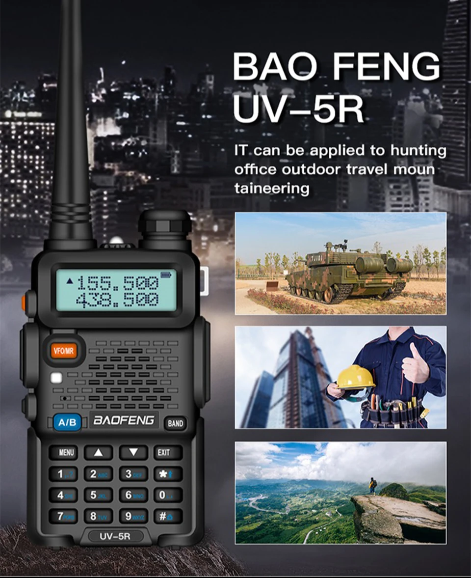 2 шт. Baofeng BF-UV5R двухдиапазонное двухстороннее радио Любительское радио портативная рация Pofung UV-5R 5 Вт VHF/UHF радио UV 5r CB радио