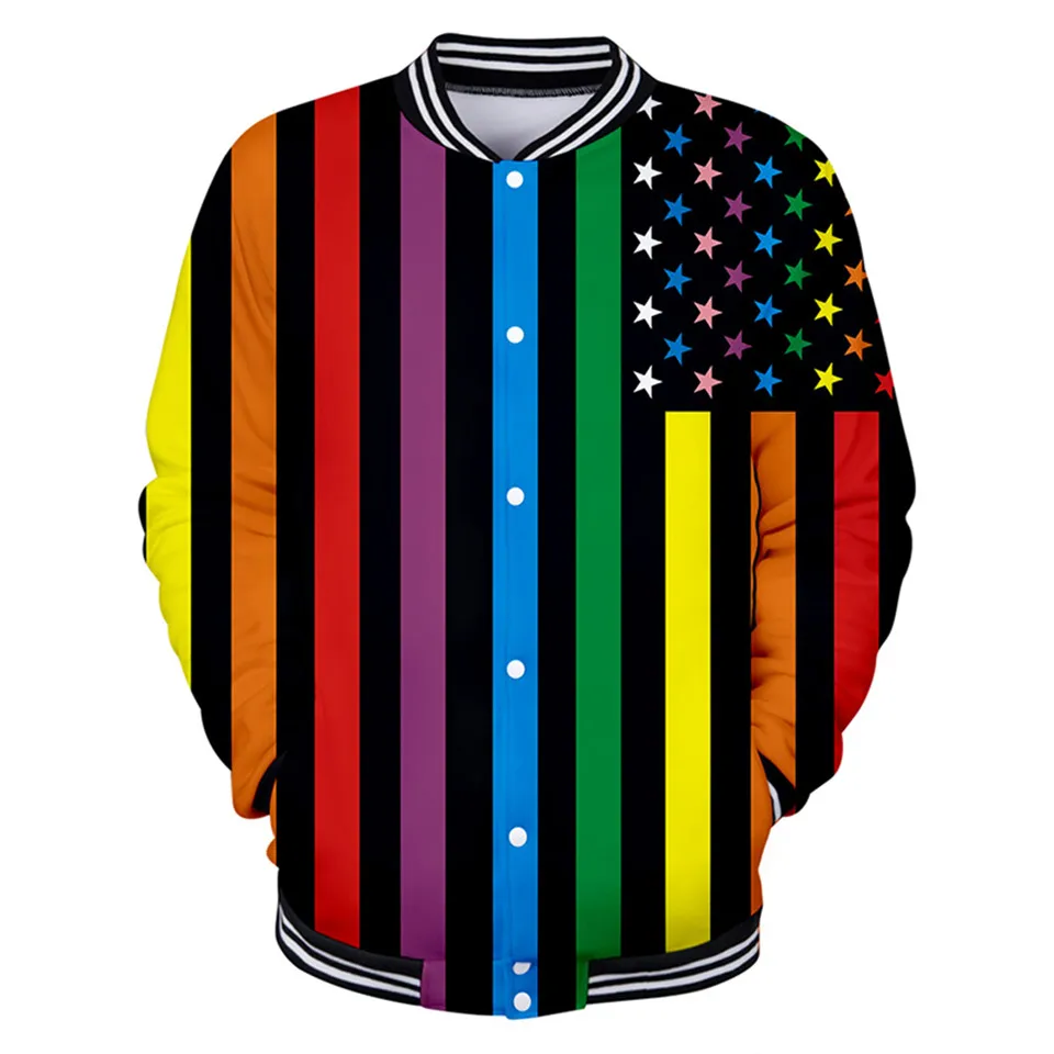 ЛГБТ куртки с радужным флагом 3D куртка-бомбер для мужчин и женщин модные принтом