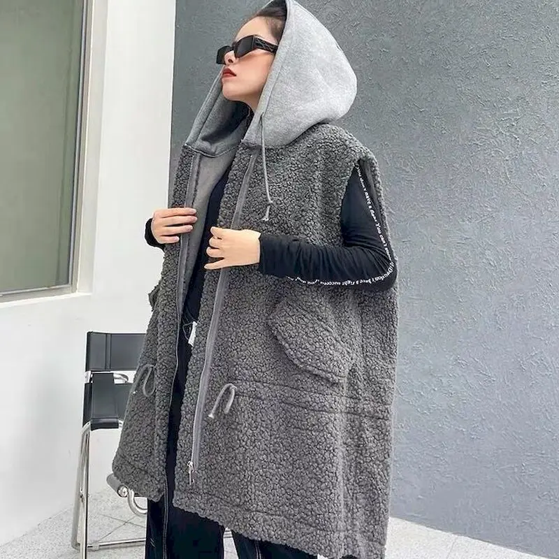 Женский жилет из овечьей шерсти осенне-зимний свободный Универсальный средней