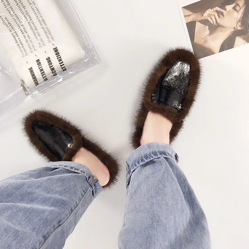 Новинка осени 2021 туфли Muller из лакированной кожи женские норковые на плоской