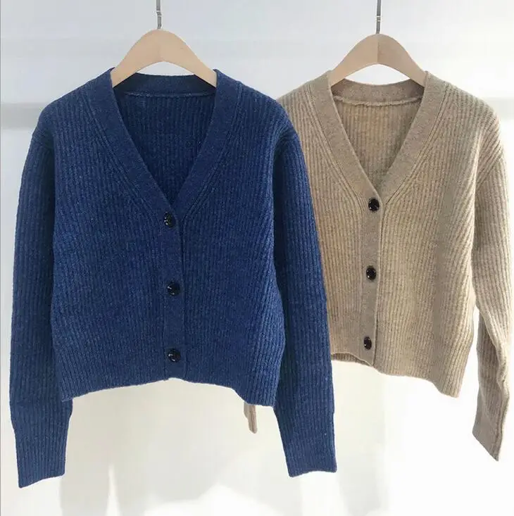 

Women Sweater New Wool Blend Cardigan Single Breasted Knit Cardigan Jacket Women