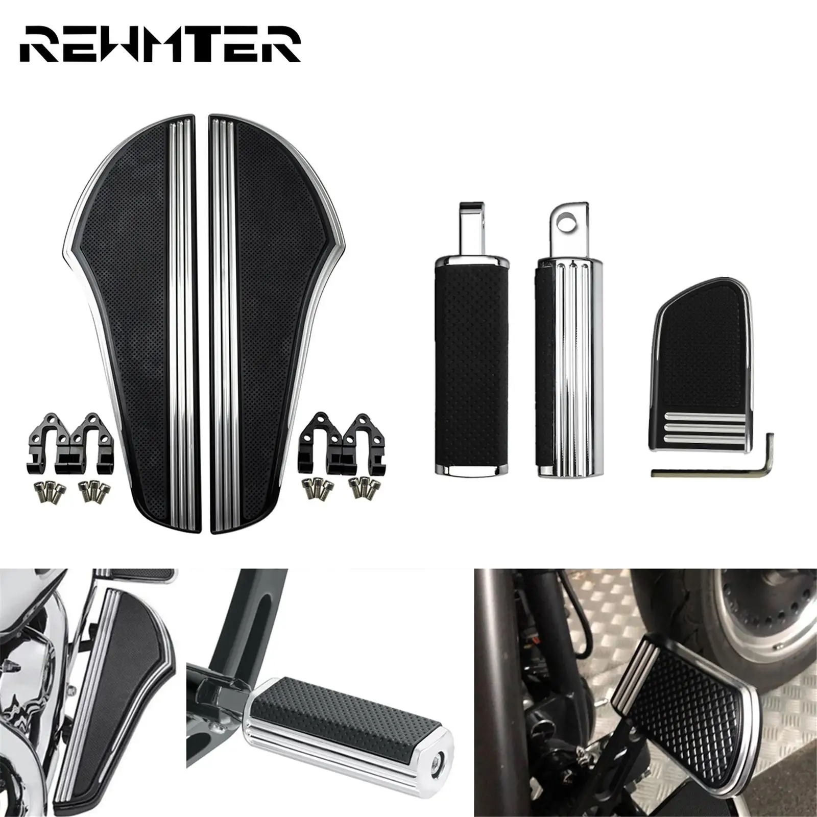 

Motorcycle Rider Floorboard CNC Male Foot Pegs Footrest&Brake Pedal Cover Kit For Harley Touring Softail FLD Dyna Electra Glide