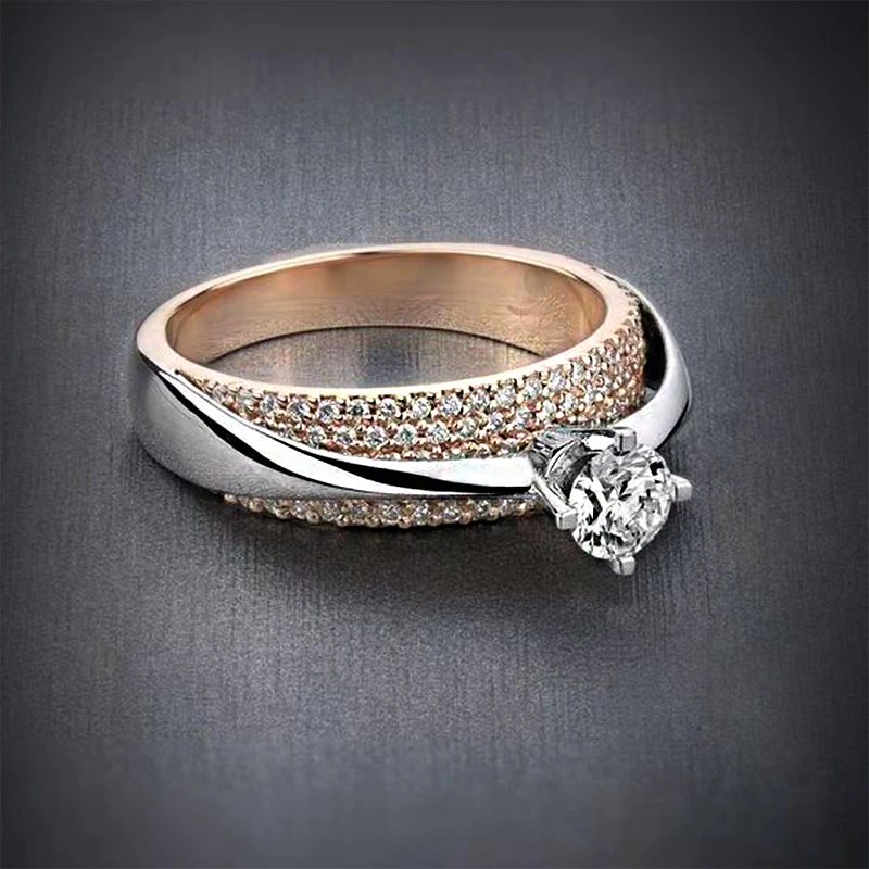 

MilangirlLuxury Female Color-Separation Big Crystal Zircon Rings Finger Rings For Women Jewelry Fashion Couple Rings