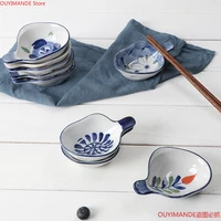 dishes japanese restaurant ceramic handle underglaze color creative tableware retro sauce seasoning dish small fish plate