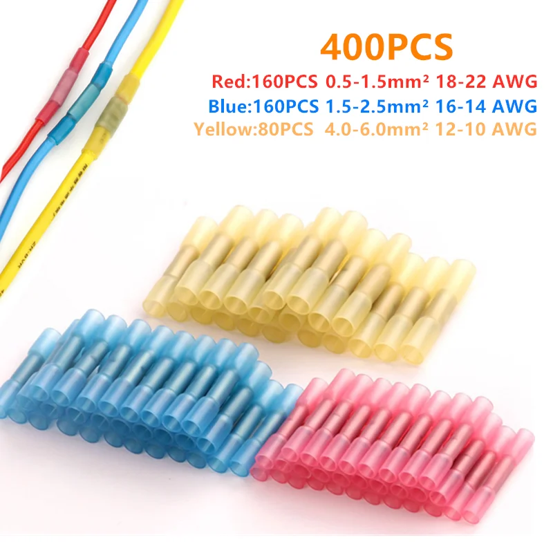 

Соединители термоусадочные 22-10AWG, водонепроницаемые, 400 шт.