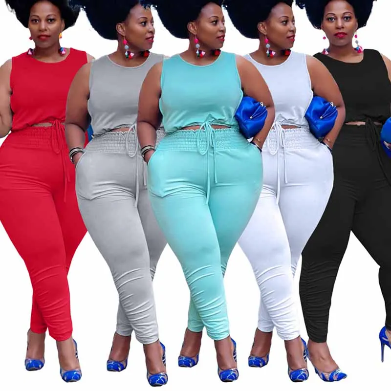 

Осенний Женский комплект из двух предметов размера плюс 4XL, повседневный топ с рукавами на шнуровке и спортивные брюки-джоггеры, спортивный ...