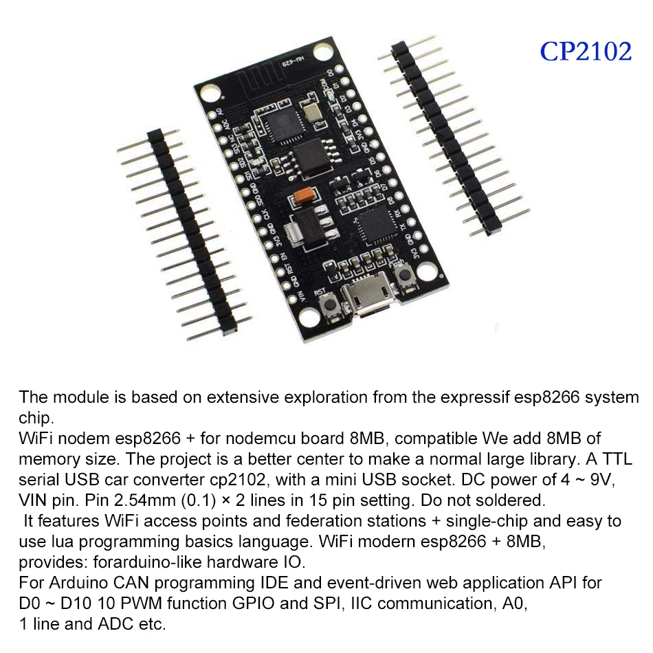 Беспроводной модуль Nodemcu V3 V2 Esp32 D1mini Lua Wifi макетная плата Esp8266 с антенной Pcb и usb-портом Esp-12e Ch340 Cp2102