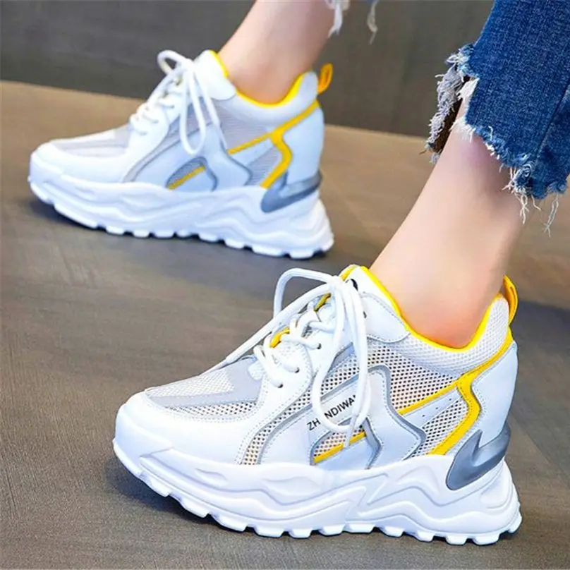 

Casual Shoes Sandals Women's Summer Cow Leather Ankle Boots Platform Wedge High Heel Fashion Sneakers Lace Up Breathable SHoes