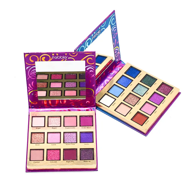Тени для век FEBBLE 12 оттенков olos высокопигментированные матовые атласные