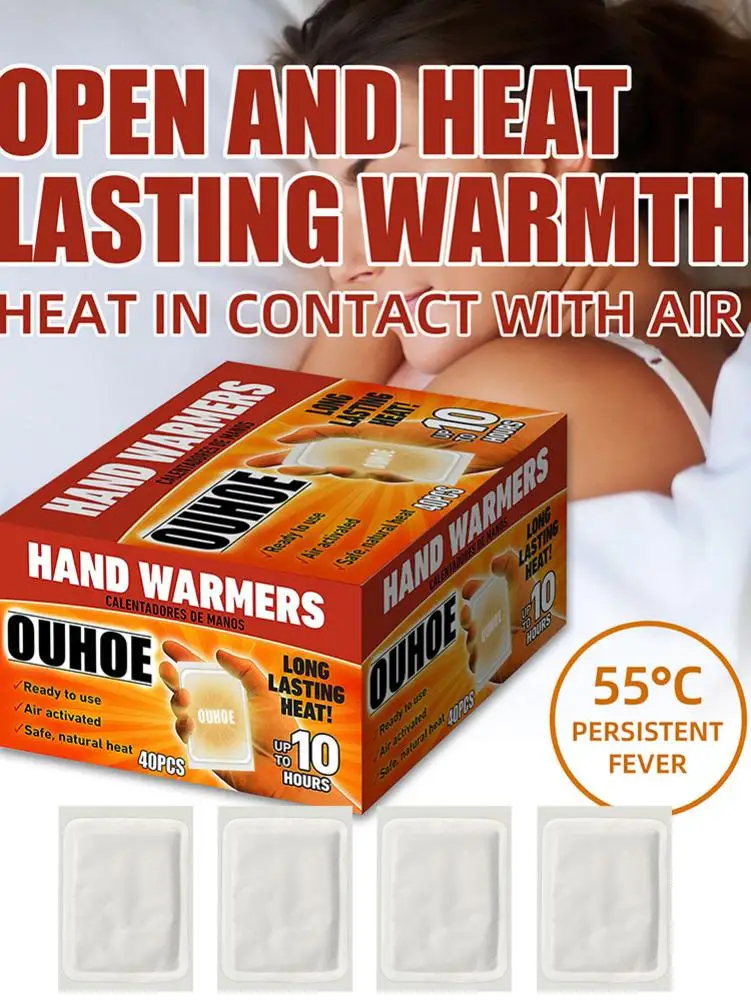 

40PCS Adhesive Hand Warmers Long Lasting Safe Natural Odorless Air Activated Warmers Up To 10 Hours Of Heat Heated Body Warmers