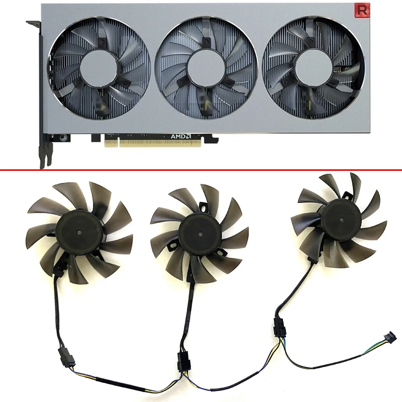 

3PCS 75MM FD8015H12S FD7010H12S 4PIN 12V 0.35AMP RadeonVII GPU Cooler Fan For XFX AMD Radeon VII Graphics Video Card Cooling Fan