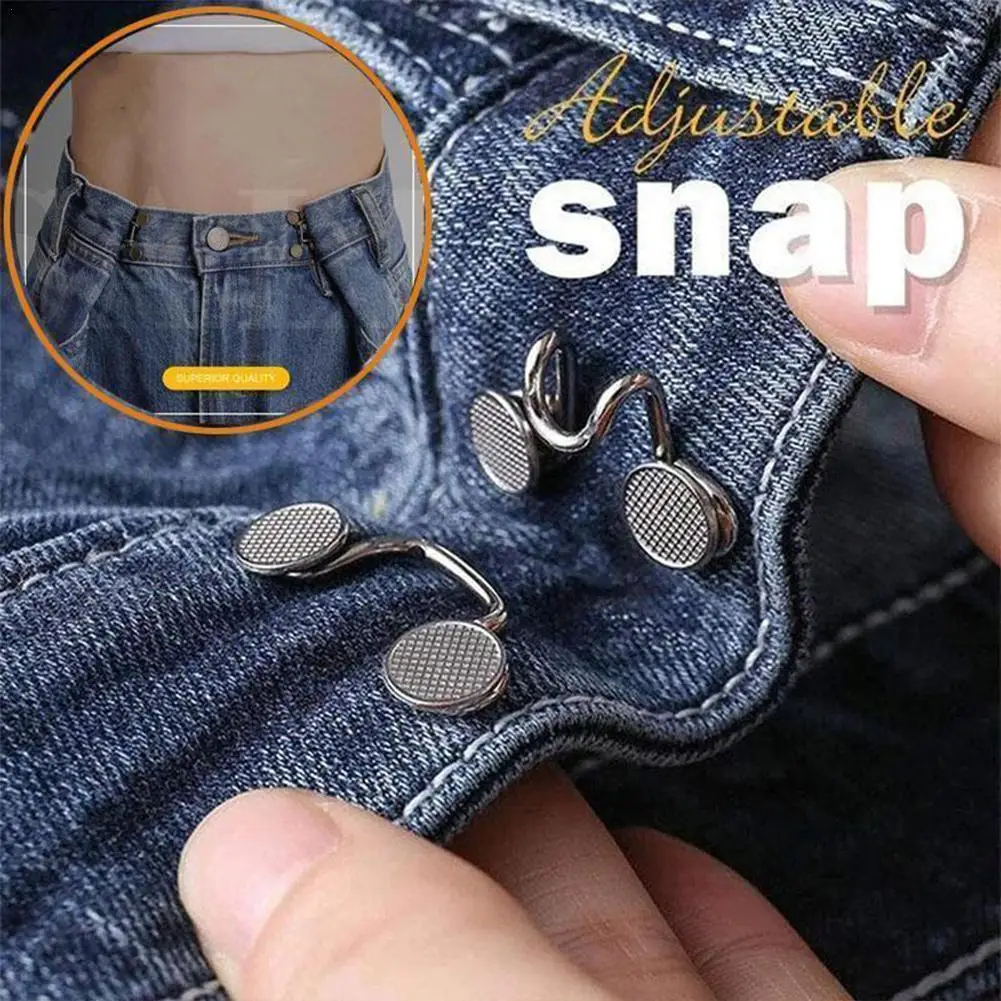 

Detachable DIY Invisible Adjust Button Pants Pin For Jeans Waist Sewing-Free Reduce Fit Retractable Button Perfect Shrink Snaps