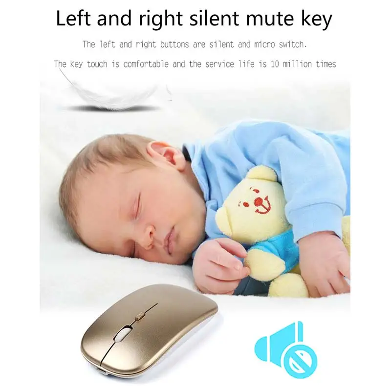 

2.4G Wireless Rechargeable Charging Mouse Ultra-Thin Silent Mute Office Notebook Mice Opto-electronic For Home Office