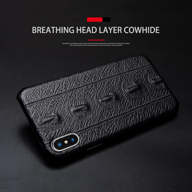 

Genuine Leather Phone Case For IPhone 12 11 Pro X Xr Xs Max Se 2020 Case For 6 6s 7 8 Plus Cowhide Sturgeon Fish Texture Cover